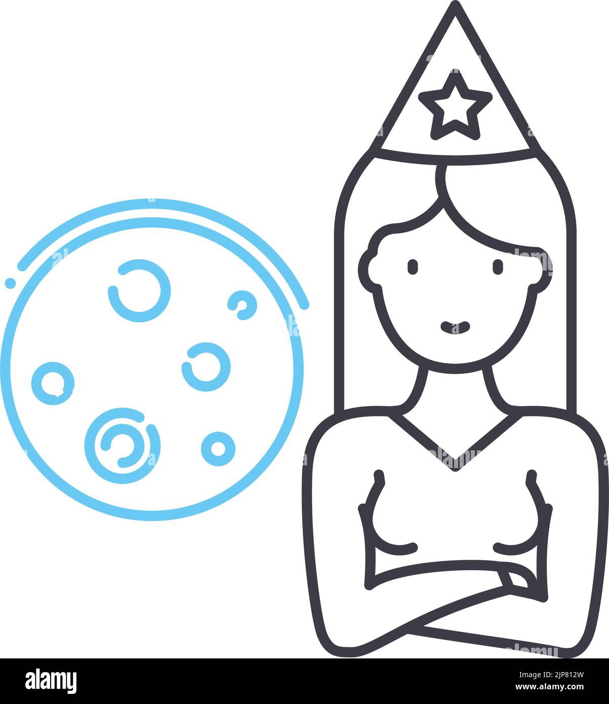 astronomer line icon, outline symbol, vector illustration, concept sign 