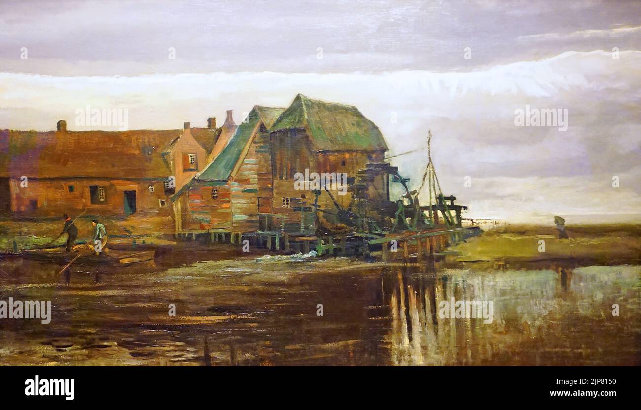 Watermill at Gennep (1884) by dutch painter Vincent van Gogh  (1853-1890) Netherlands Stock Photo