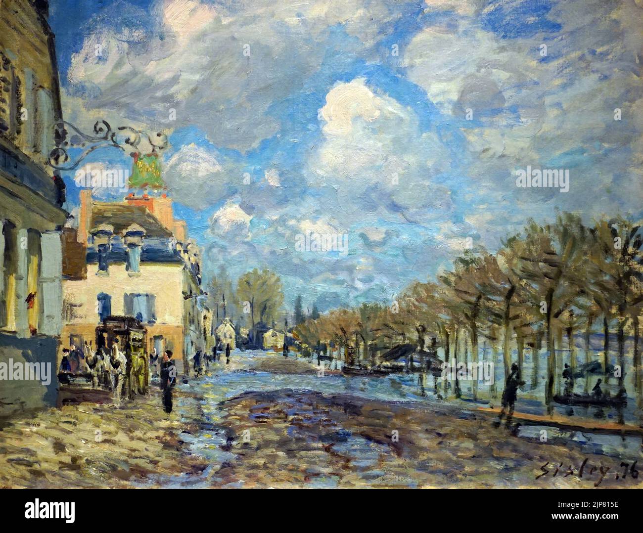 Flood at Port-Marly (1876) by  Alfred Sisley,french Impressionist landscape painter Stock Photo