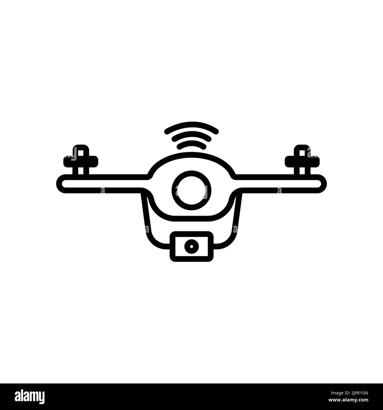 Drone icon. icon related to technology. smart device. drone with signal. line icon style. Simple design editable Stock Vector