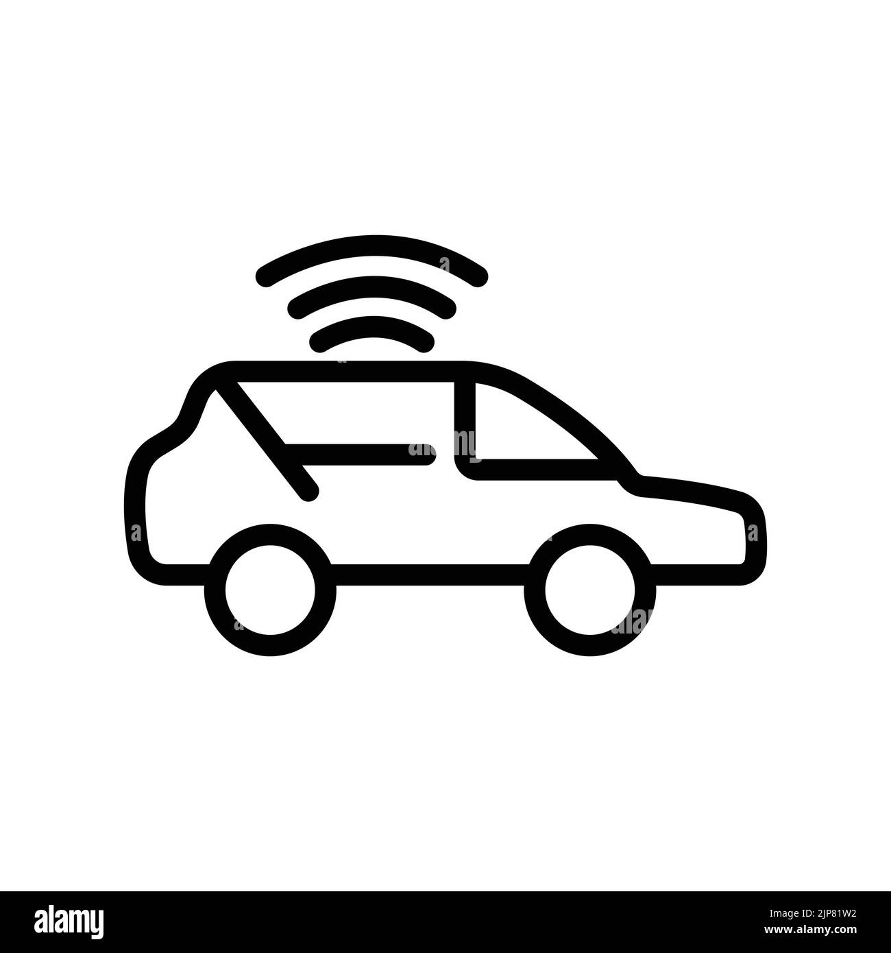 Car icon with signal. icon related to technology. smart device. transport device. line icon style. Simple design editable Stock Vector