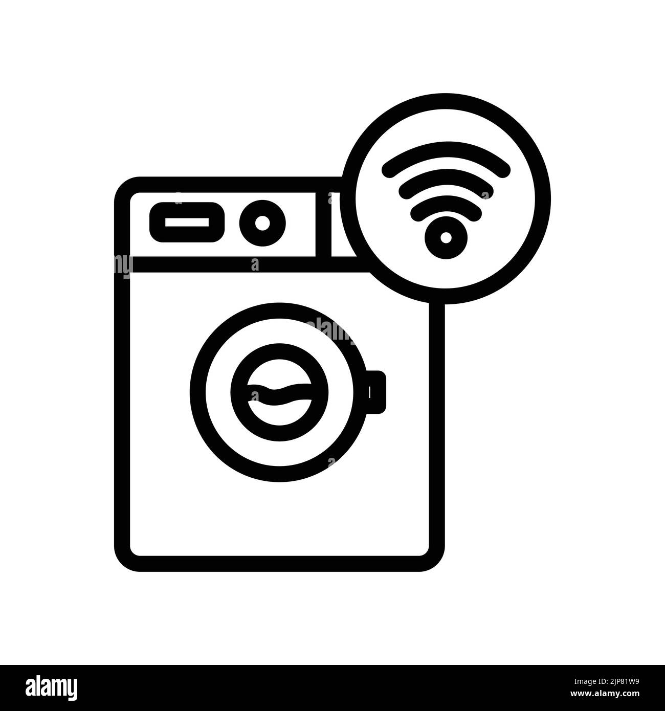 washing machine icon with signal. icon related to technology. smart device. line icon style. Simple design editable Stock Vector