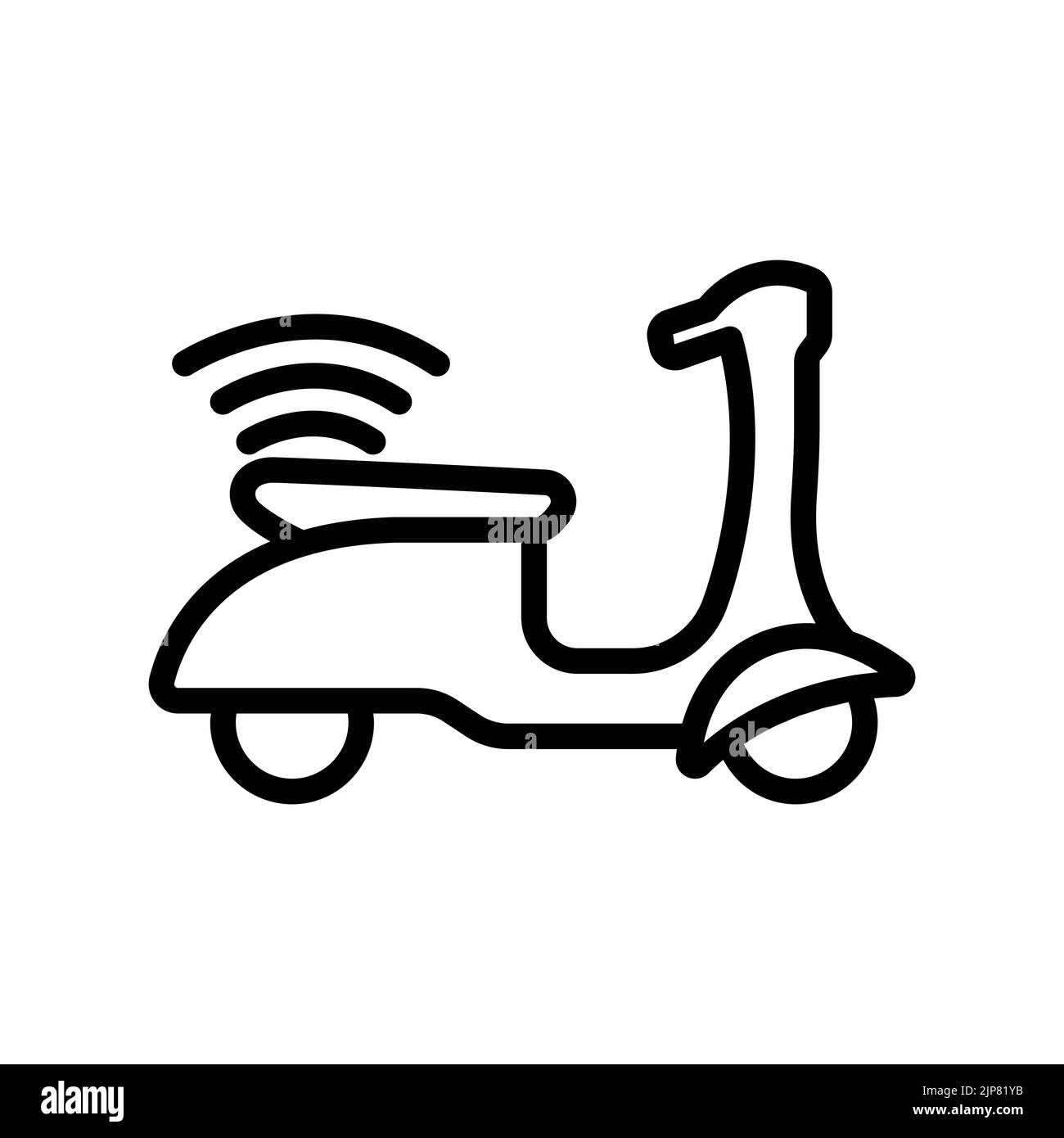 Scooter icon with signal. icon related to technology. smart device. transport device. line icon style. Simple design editable Stock Vector