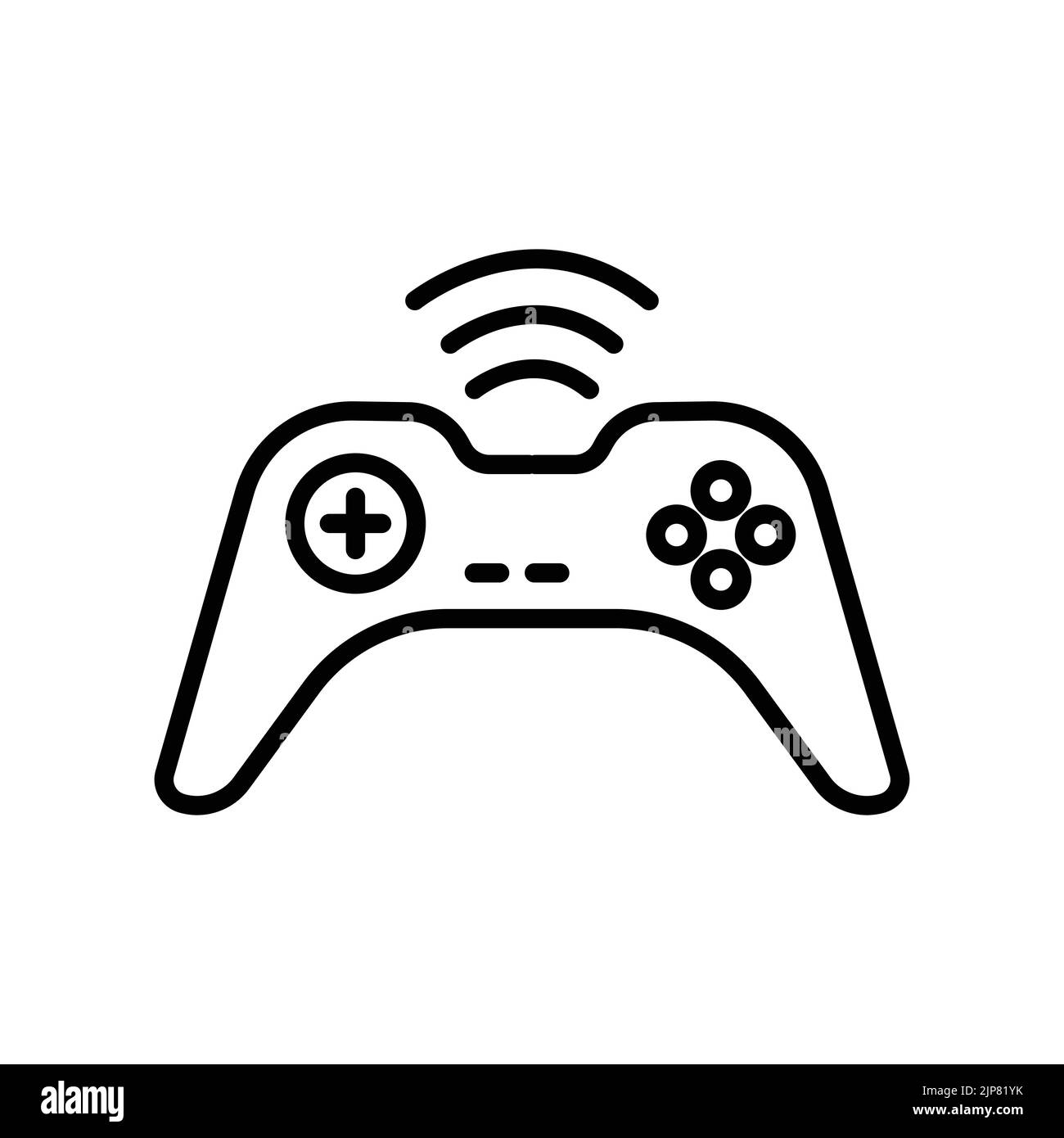 Joystick icon with signal. icon related to technology. smart device. line icon style. Simple design editable Stock Vector