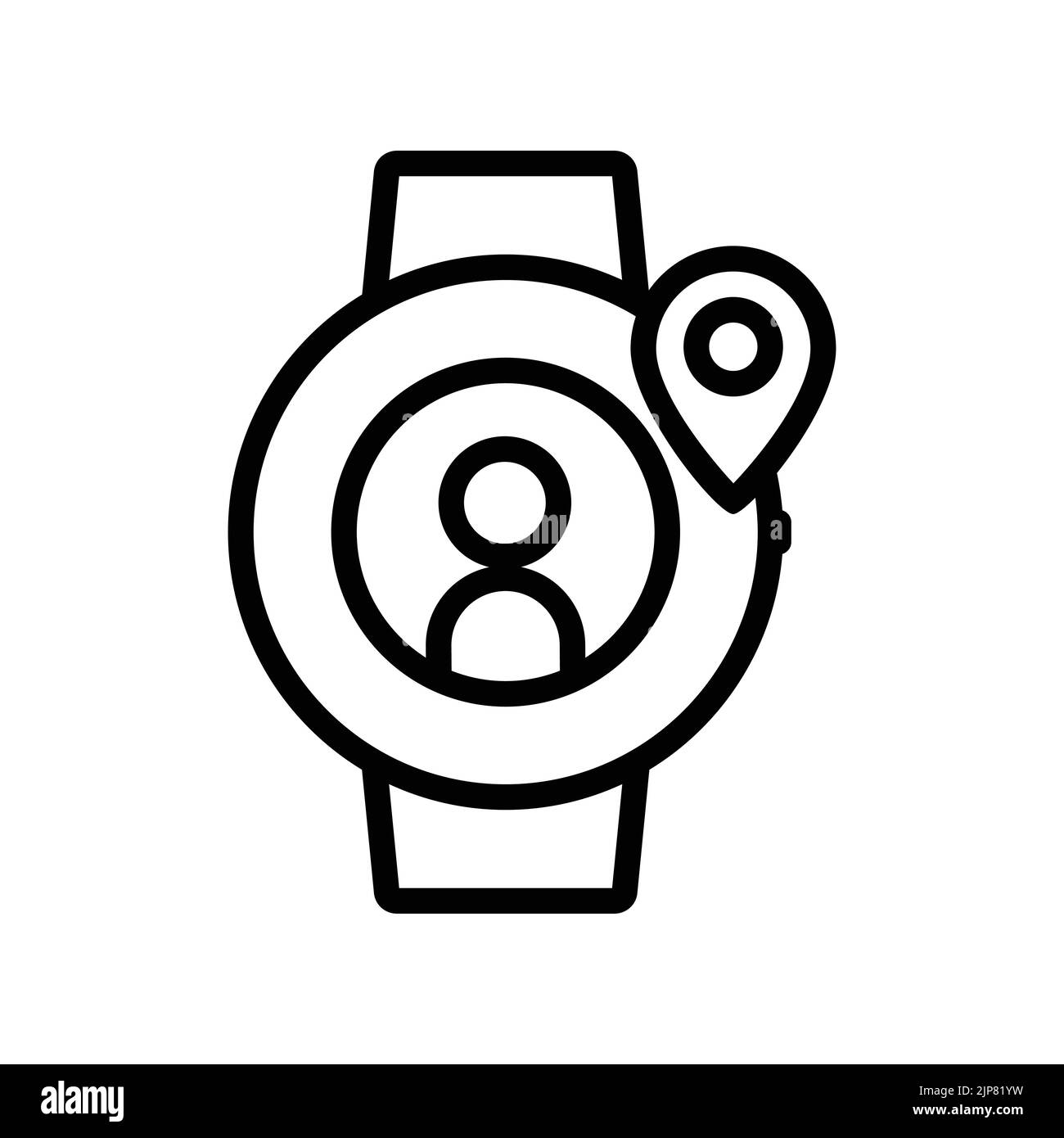 Smart watch icon with people and location. icon related to technology