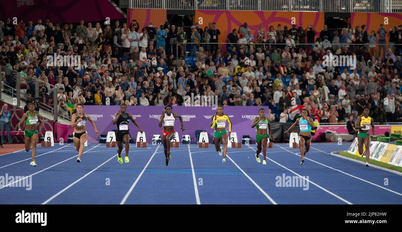 Women's 100m final at the Commonwealth Games at Alexander Stadium