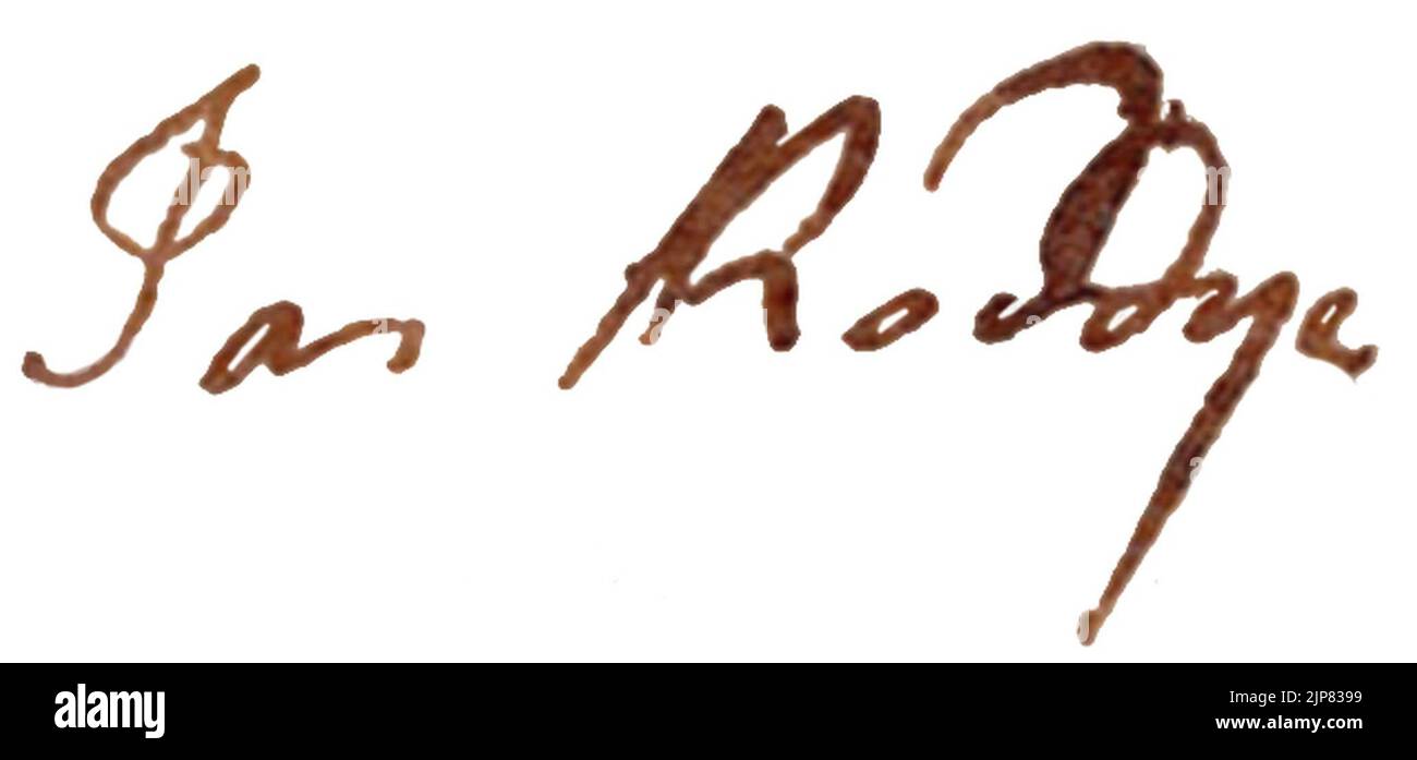 The signature of James Roddye on the first Constitution of the state of Tennessee Stock Photo