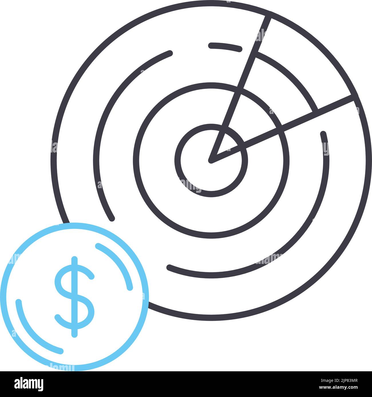 business target line icon, outline symbol, vector illustration, concept ...