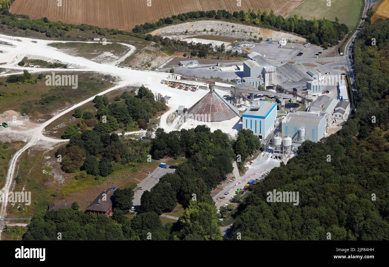 aerial view of Omya UK's Melton Whiting Plant at Melton, near North Ferriby, East Yorkshire Stock Photo