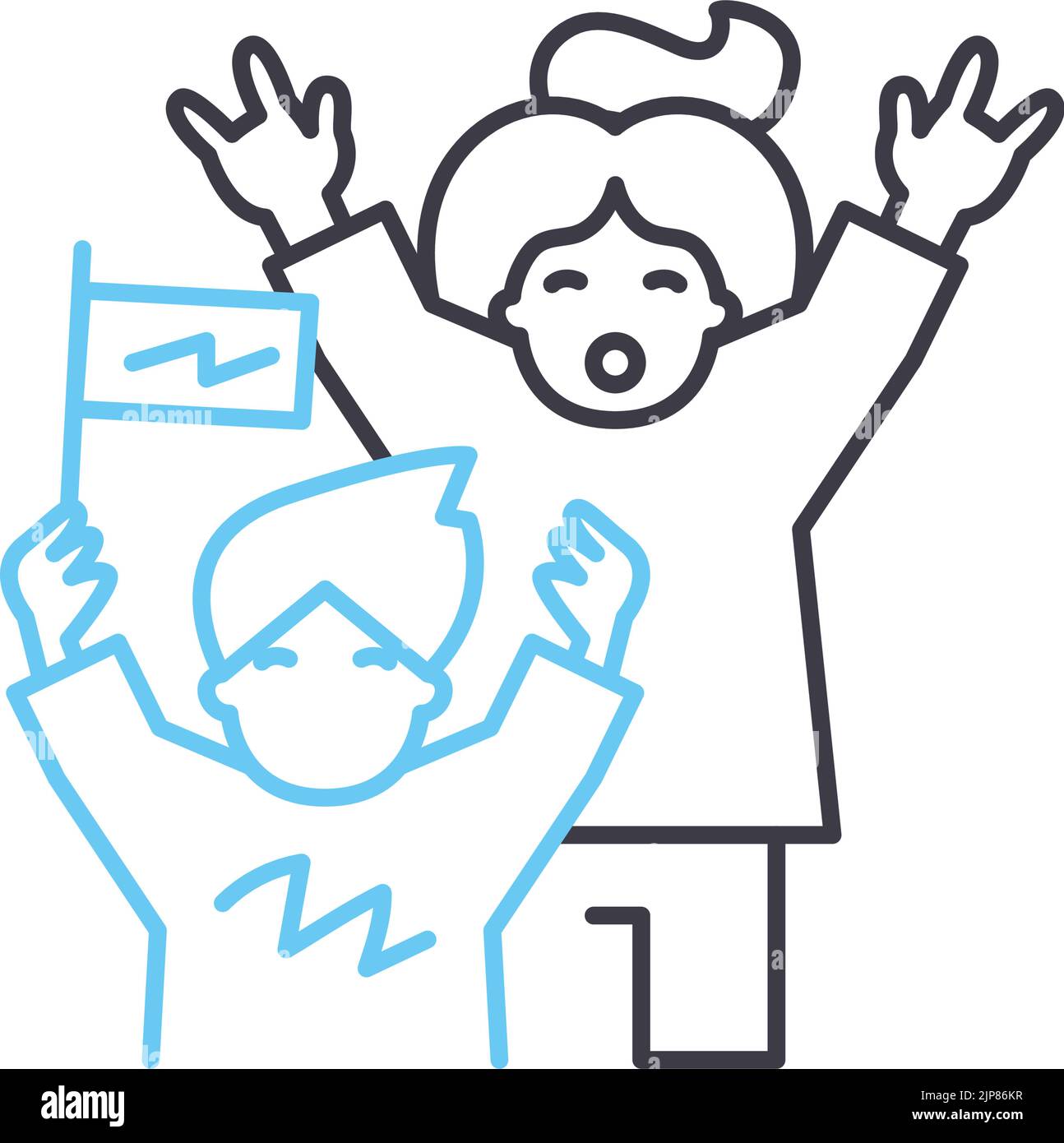fan club line icon, outline symbol, vector illustration, concept sign ...