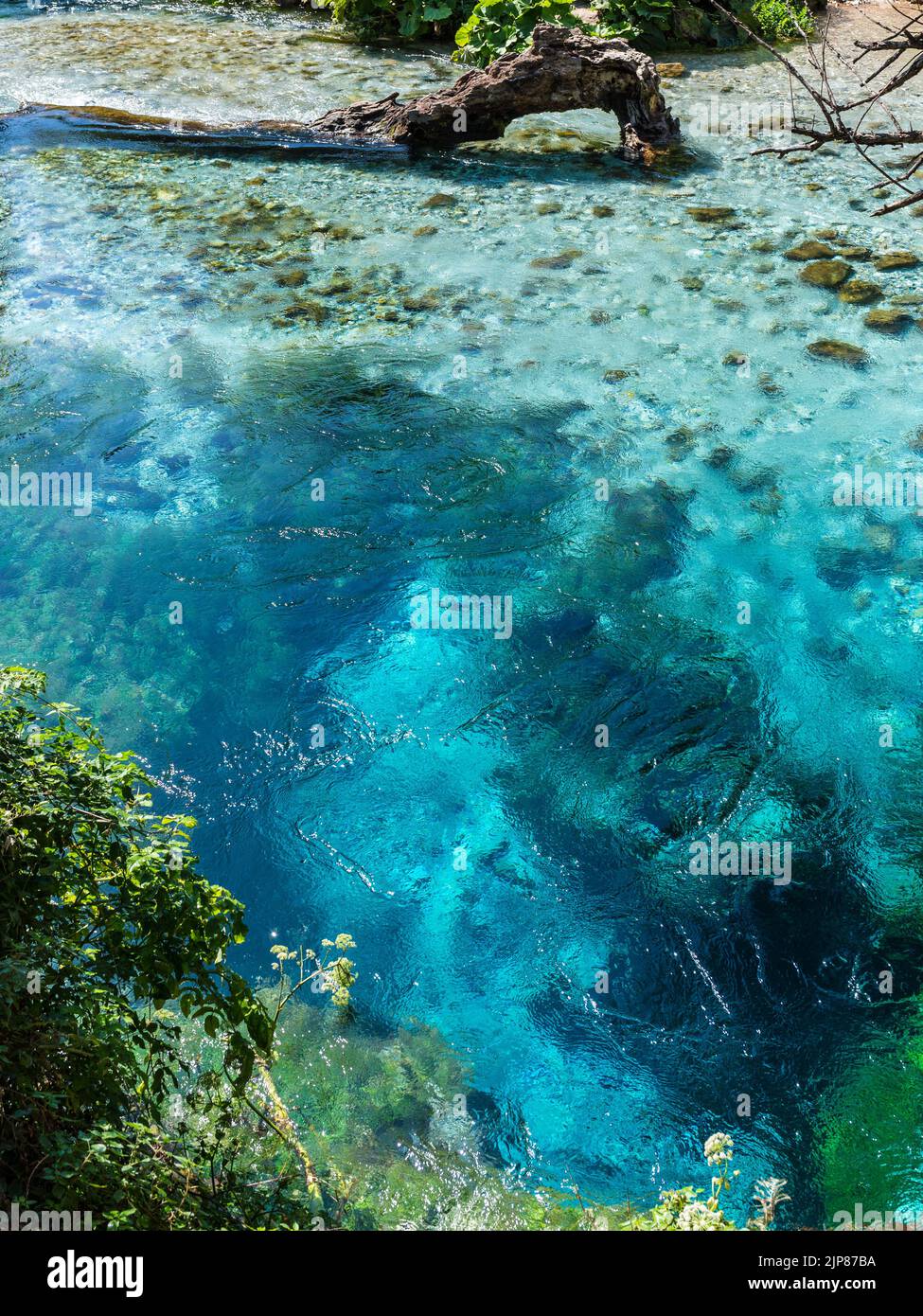 The Blue Eye spring (Syri i Kalter), a more than fifty metre deep natural pool with clear, fresh