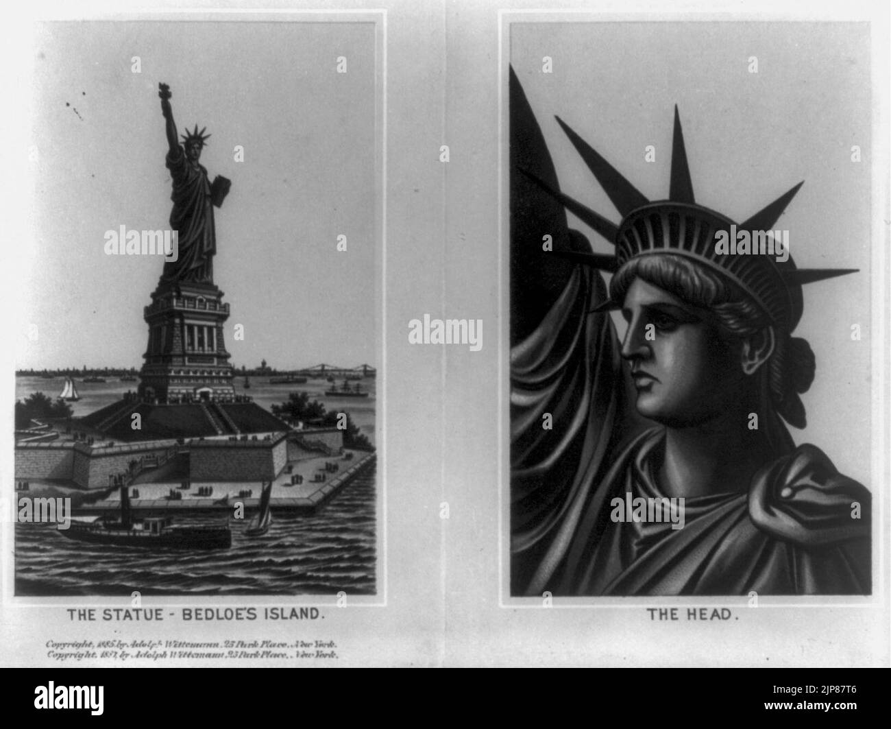 The Statue of Liberty. 2 pictures 1. The statue Bedloe's Island; 2