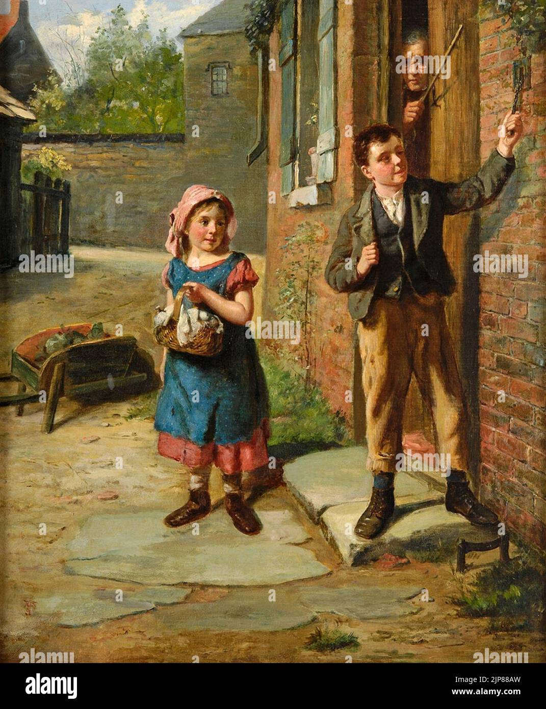 The stolen ring 19th century painting Stock Photo