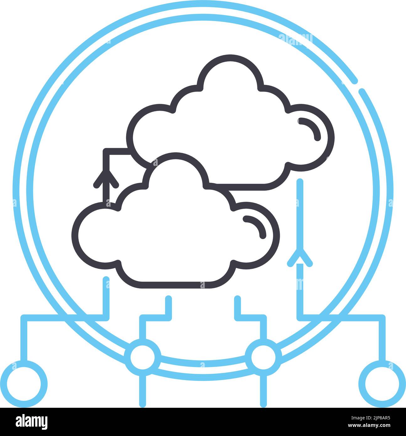 cloud data service line icon, outline symbol, vector illustration, concept sign Stock Vector