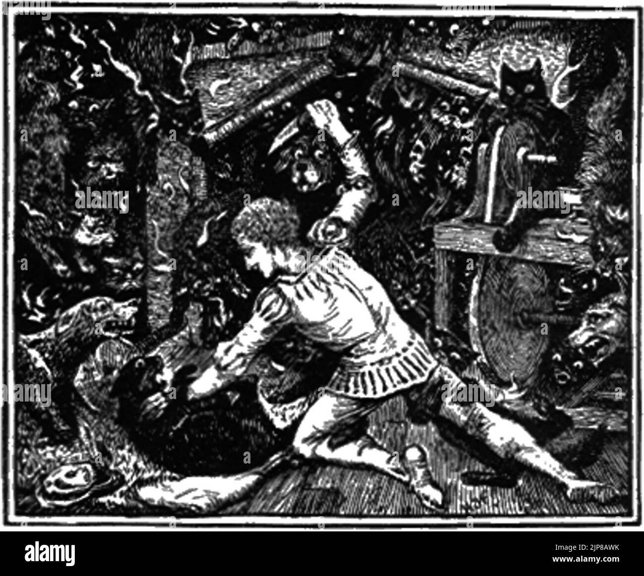 The Tale of the Youth who set out to learn what fear was from the Blue Fairy Book by Andrew Lang 1889 2 Stock Photo