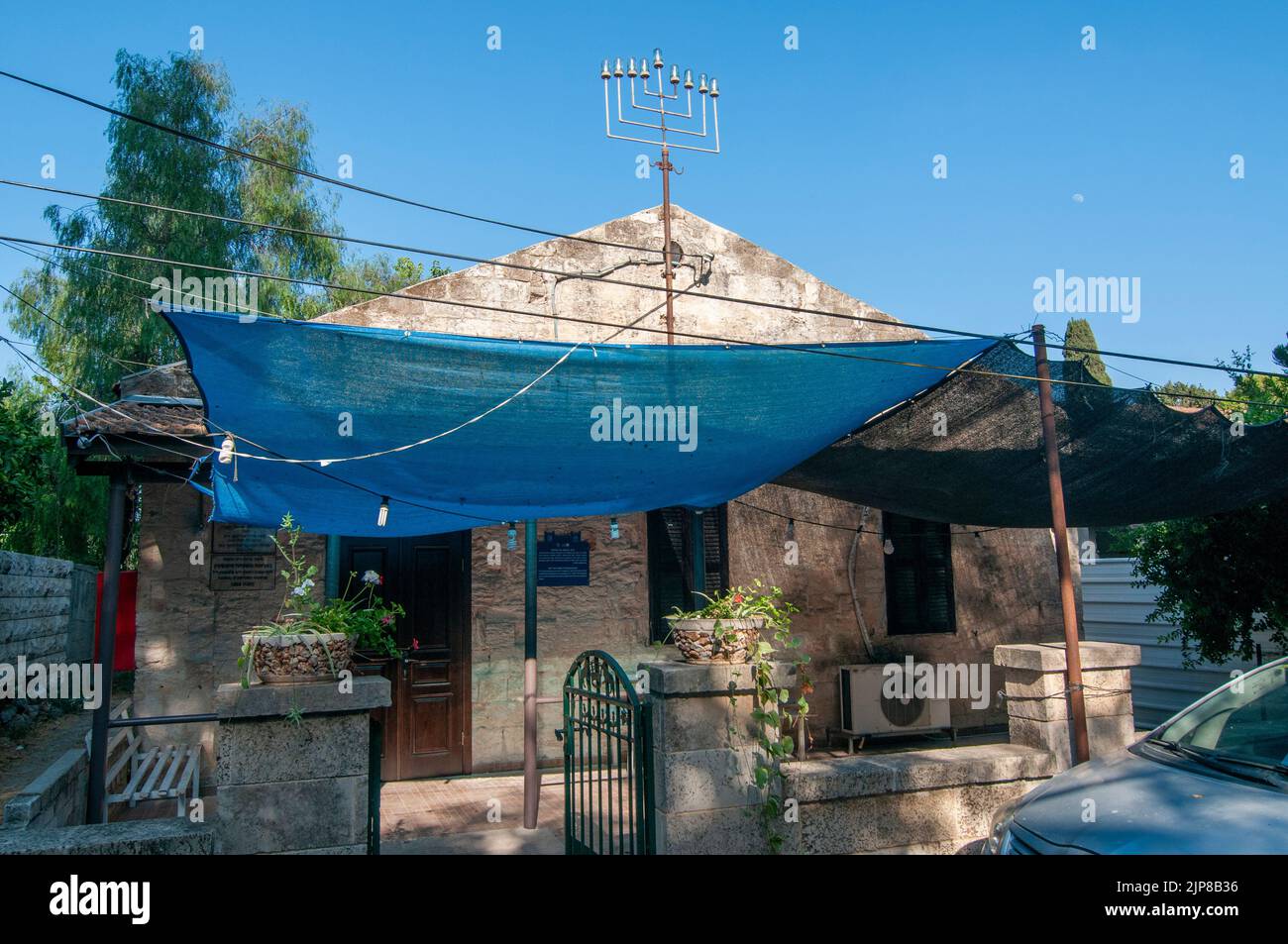 Synagogue at Bat Shlomo (Founded 1889) is a moshav in northern Israel. Located on the southern slopes of Mount Carmel near Binyamina and Zikhron Ya'ak Stock Photo