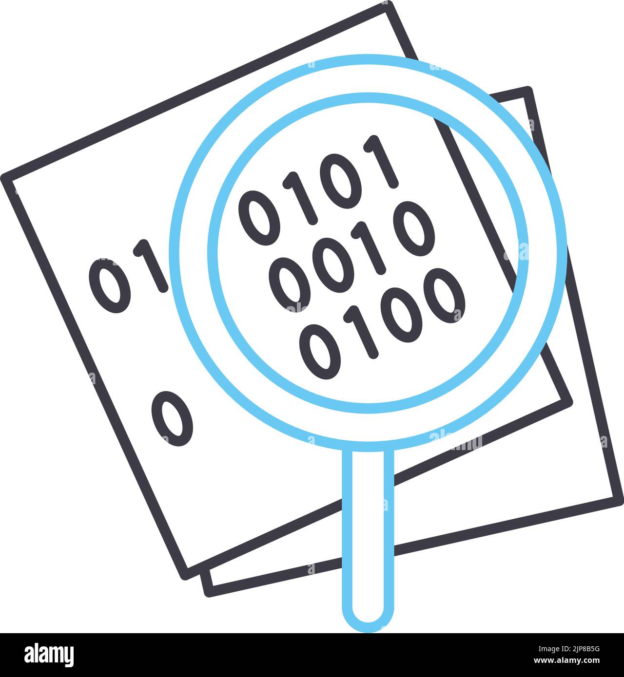 data binary line icon, outline symbol, vector illustration, concept ...