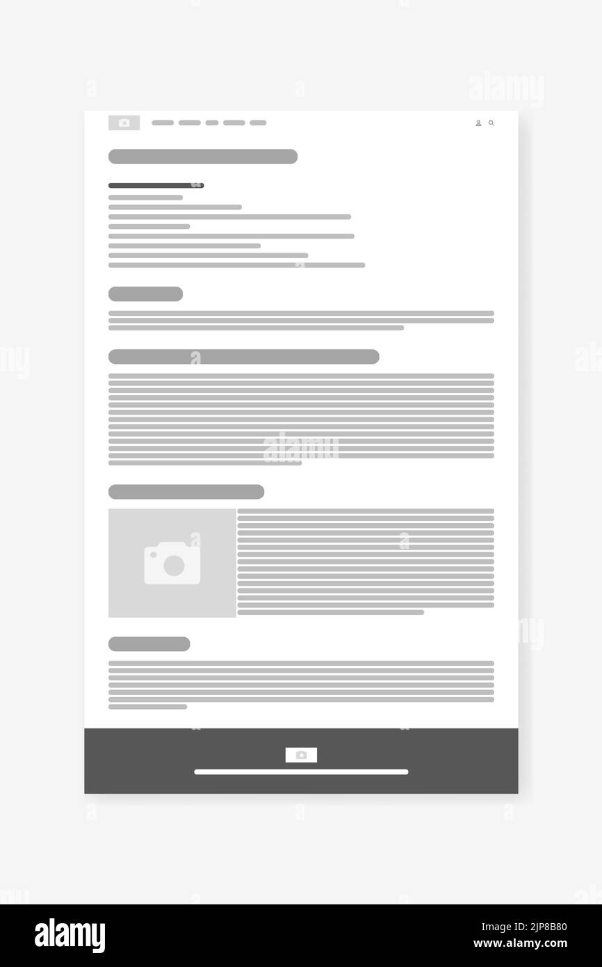 Wiki site Wireframe, Webpage prototype Vector Illustration. Stock Vector