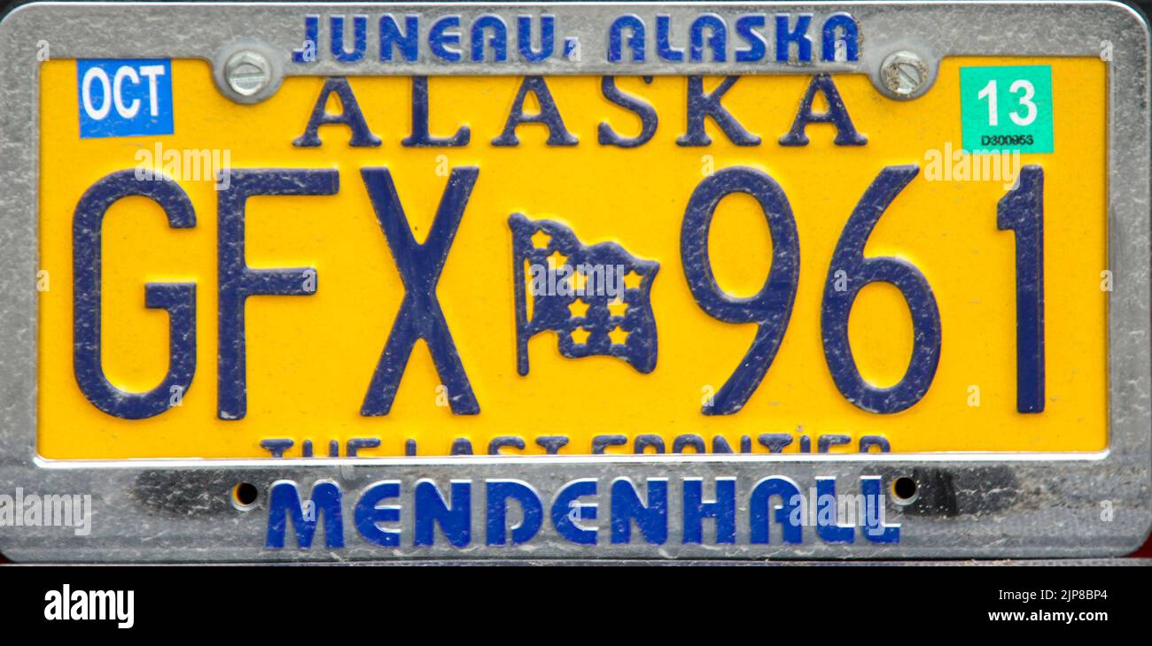 License plate, Alaska USA Stock Photo