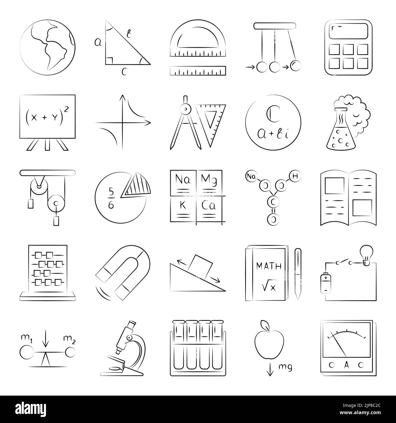 Education icons set in hand drawn style. Vector illustration. Stock Vector