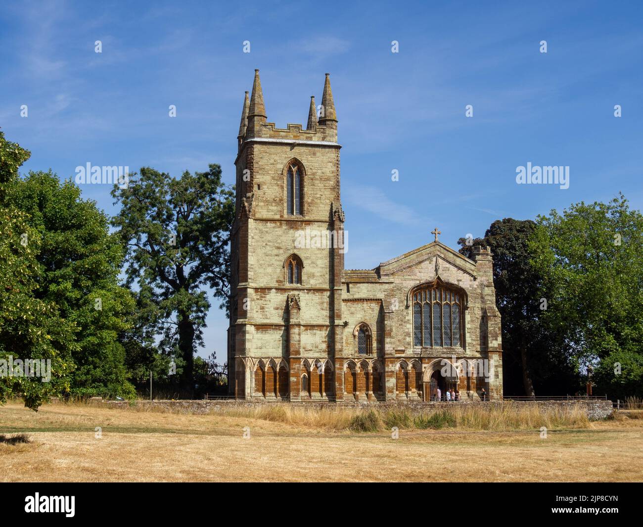 The church of St Mary in the village of Canons Ashby, Northamptonshire, UK; it contains fragments of 12th century Augustine priory Stock Photo