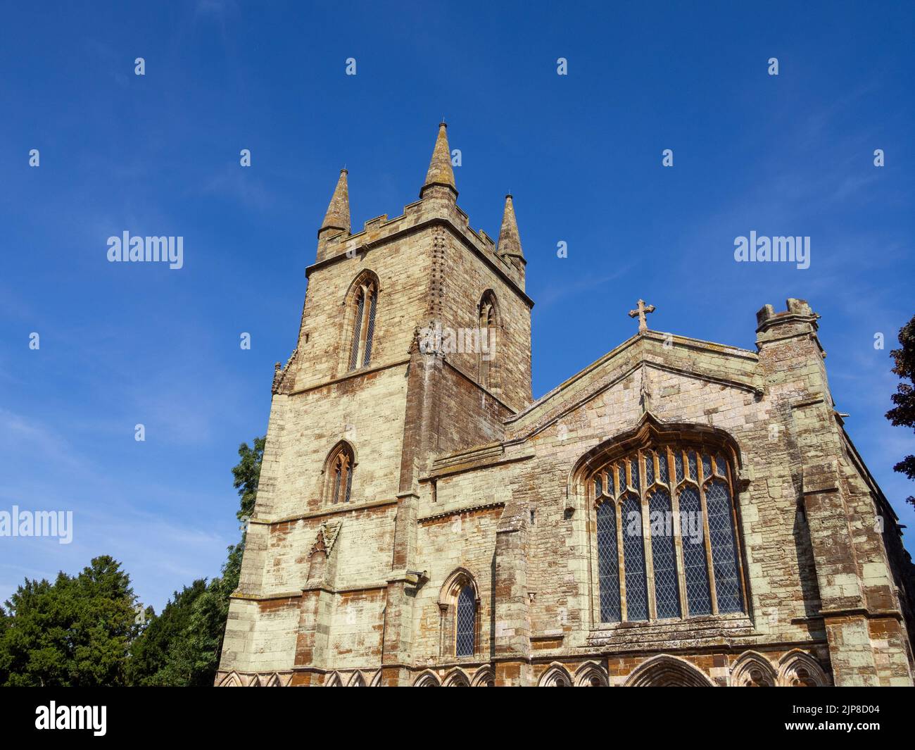 The church of St Mary in the village of Canons Ashby, Northamptonshire, UK; it contains fragments of 12th century Augustine priory Stock Photo