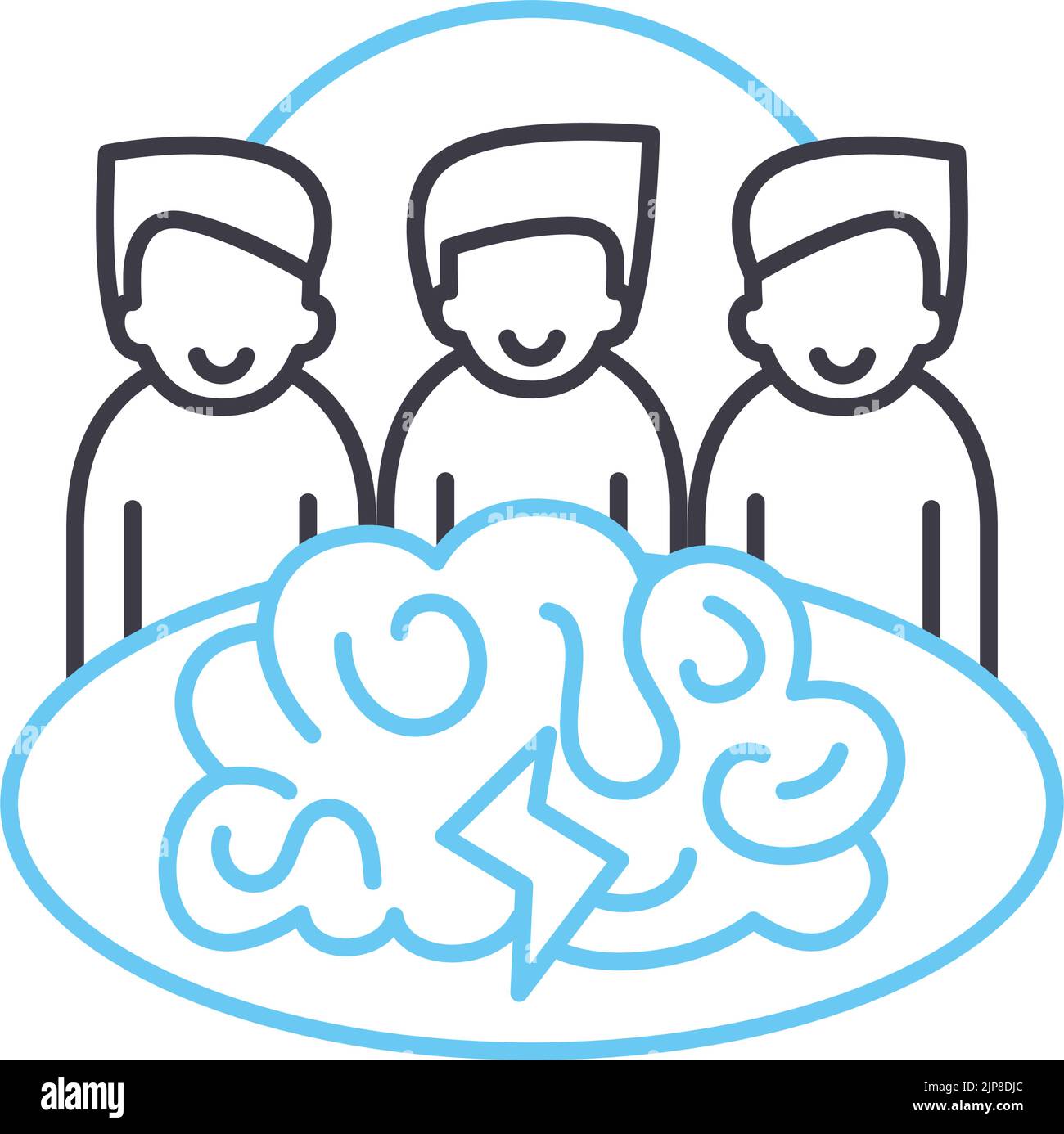 brainstorming line icon, outline symbol, vector illustration, concept ...
