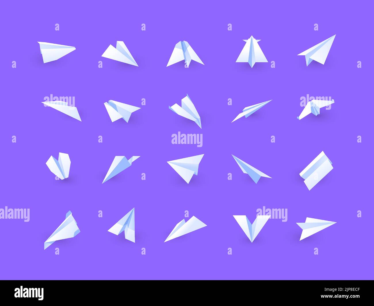 Handmade plane. Flat paper plane of various shapes, folded origami ...