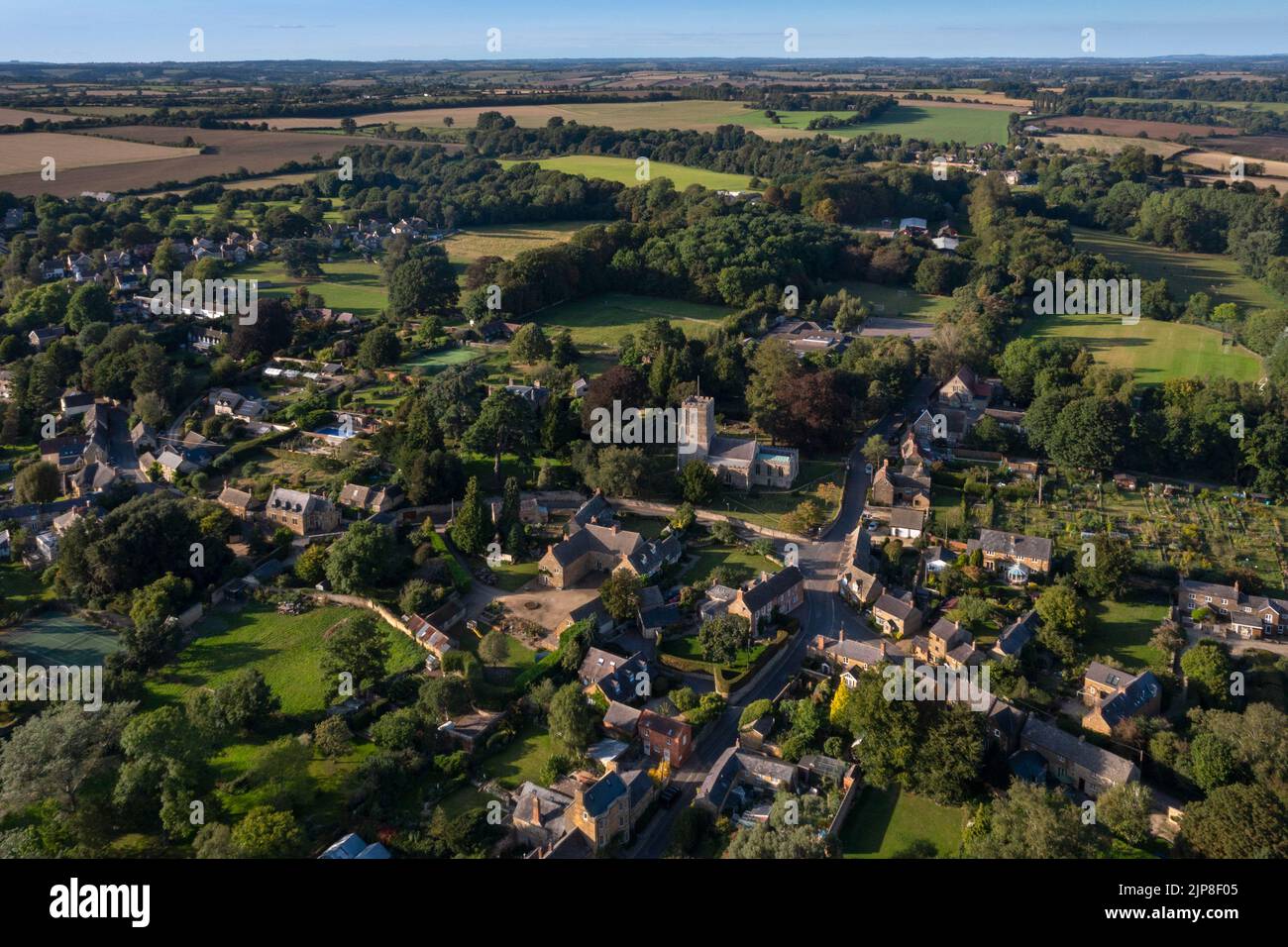 Steeple Aston village from the air, Oxfordshire Stock Photo