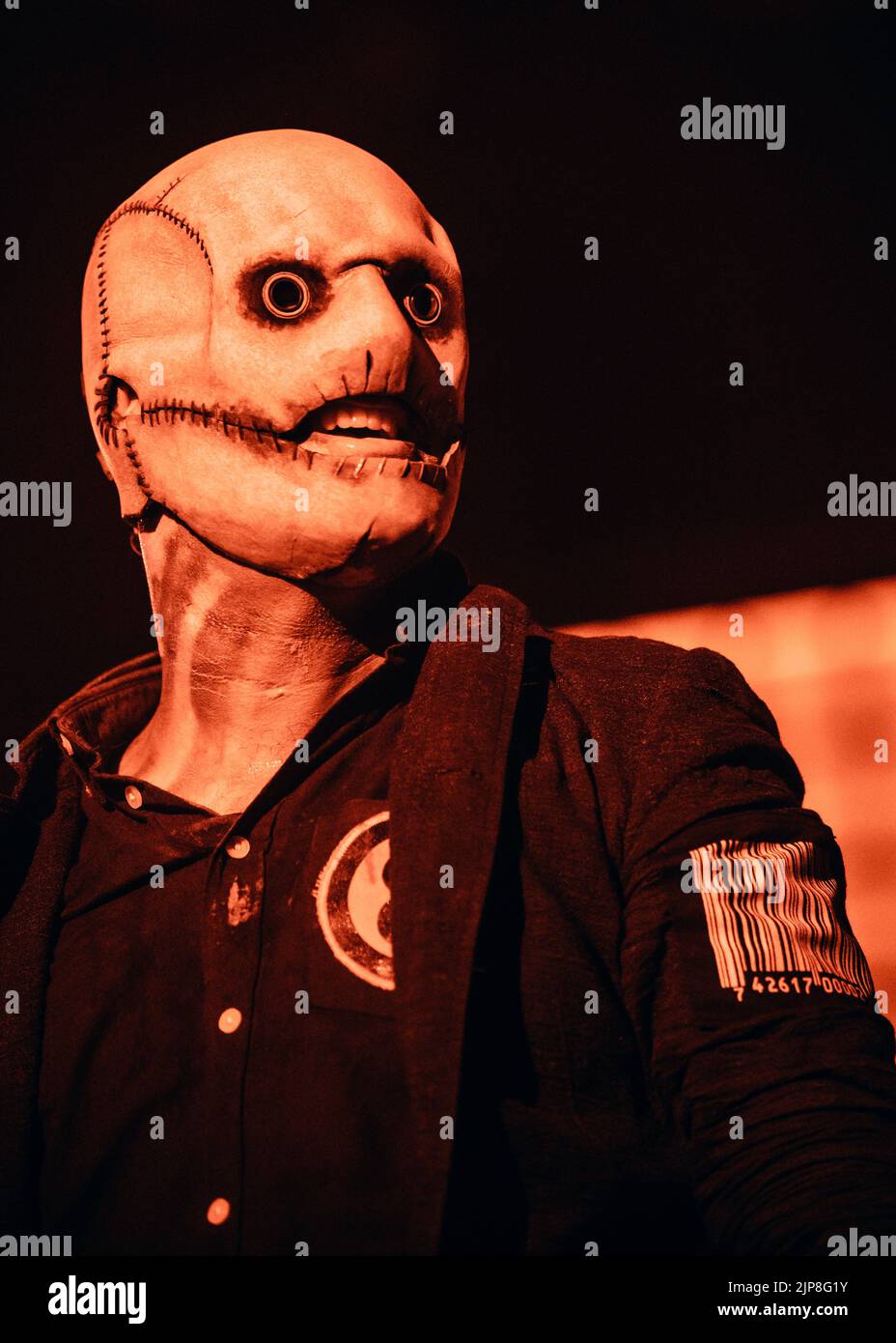 Malmoe, Sweden. 15th Aug, 2022. The American heavy metal band Slipknot performs a live concert at Malmö Arena in Malmoe. Here vocalist Corey Taylor is seen live on stage. (Photo Credit: Gonzales Photo/Alamy Live News Stock Photo
