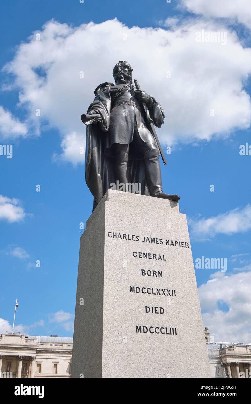 A bronze statue of General Charles James Napier. In Trafalgar Square in