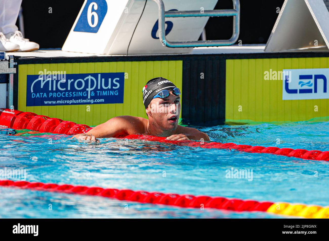 ROME, ITALY - AUGUST 16: Pier Andrea Matteazzi of Italy during the men's 200m individual medley at the European Aquatics Roma 2022 at Stadio del Nuoto on August 16, 2022 in Rome, Italy (Photo by Nikola Krstic/Orange Pictures) Stock Photo