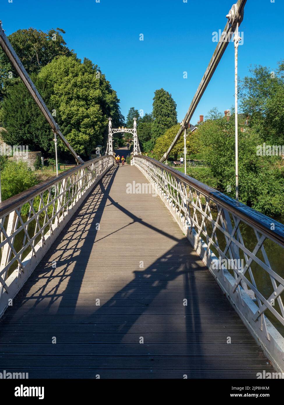 Victoria footbridge over the River Wye erected 1897 for the diamond jubilee of Queen Victoria Hereford Herefordshire England Stock Photo