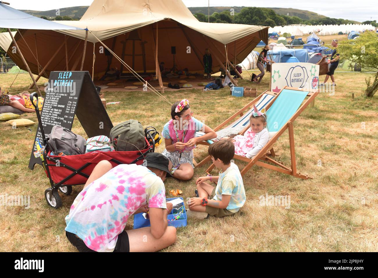 Family in the Slow Motion area @ Camp Bestival, Lulworth Castle and Estate, Dorset UK July 28 - 31 2022 Stock Photo