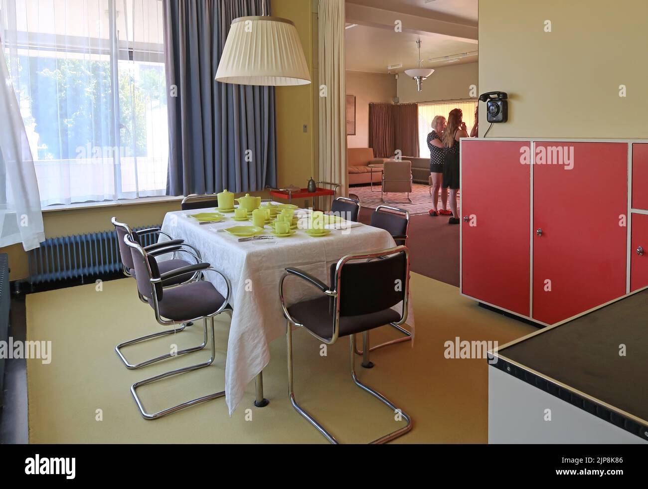 Rotterdam, Netherlands. Interior view of Huis Sonneveld, the 1930s modernist house now refurbished maintained as a museum. First floor dining room. Stock Photo