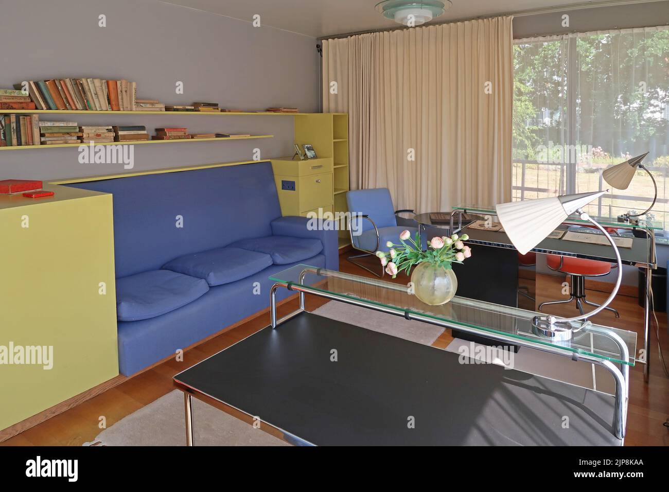 Rotterdam, Netherlands. Interior view of Huis Sonneveld, the 1930s modernist house now refurbished maintained as a museum. Ground floor study. Stock Photo