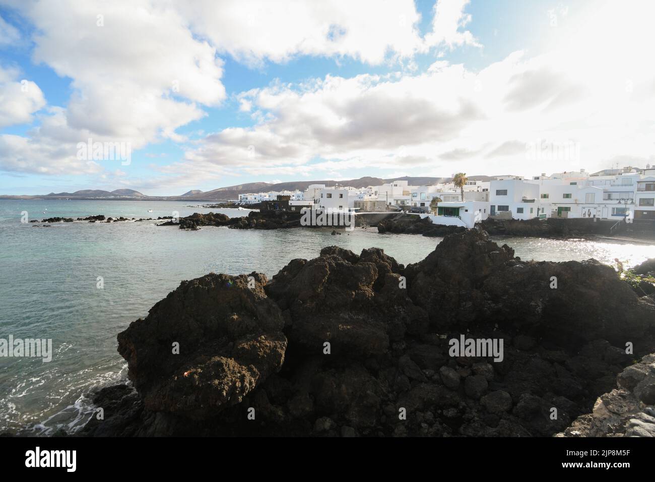 Arrieta and its lava coast Stock Photo