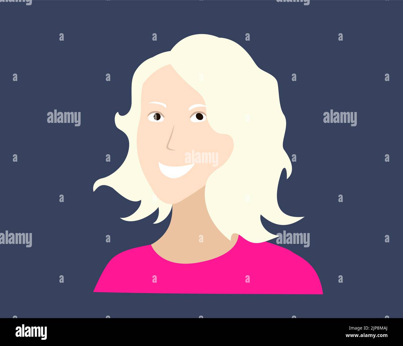 Portrait of albino person with pink skin and white depigmented eyelash, eyebrows and hair Stock Vector