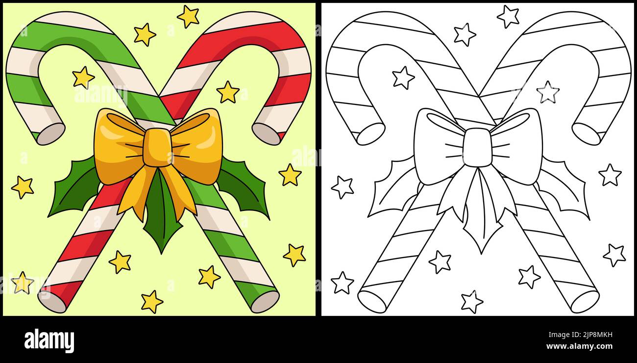 Christmas Candy Cane Coloring Page Illustration Stock Vector Image