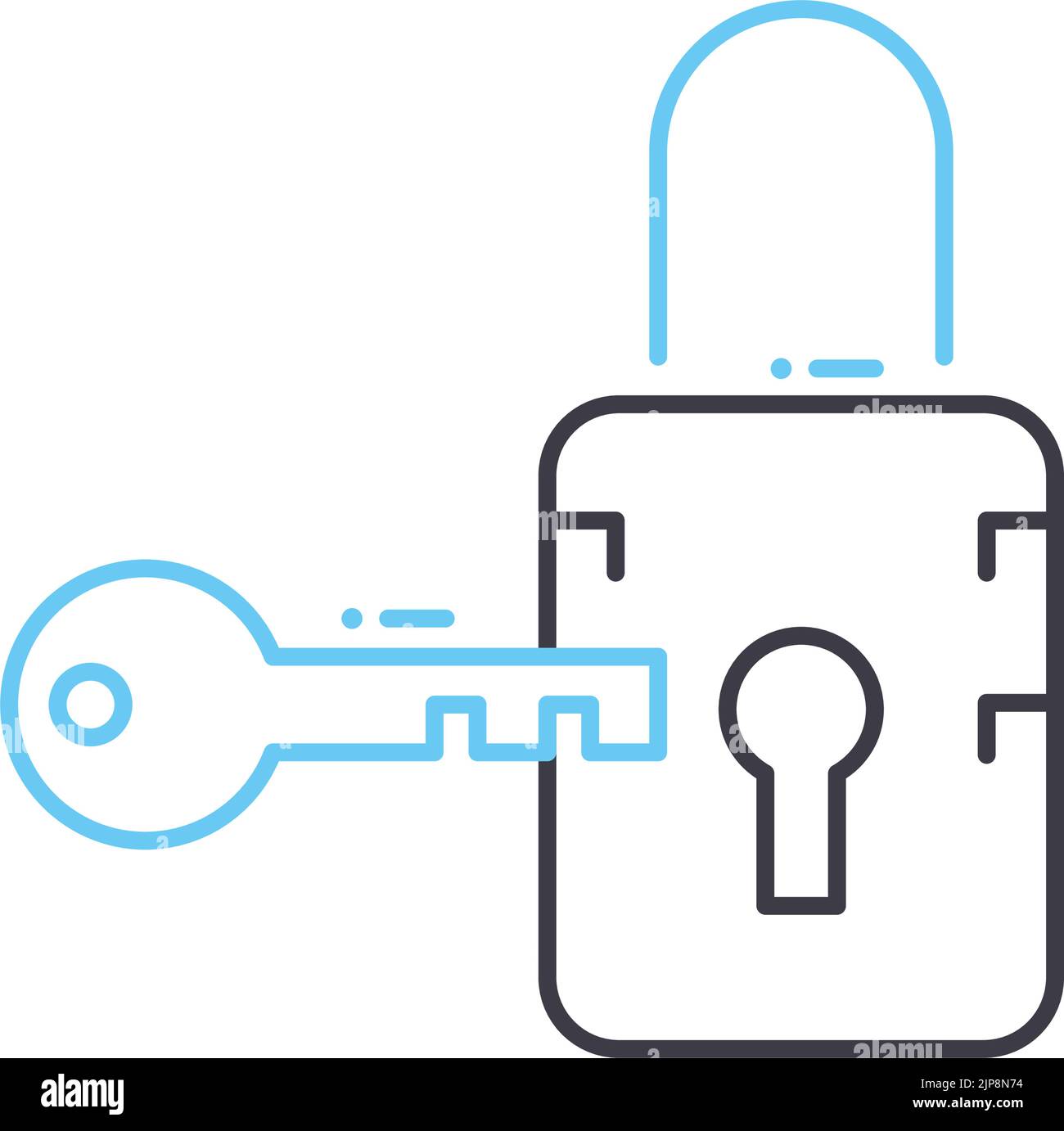 key in lock line icon, outline symbol, vector illustration, concept