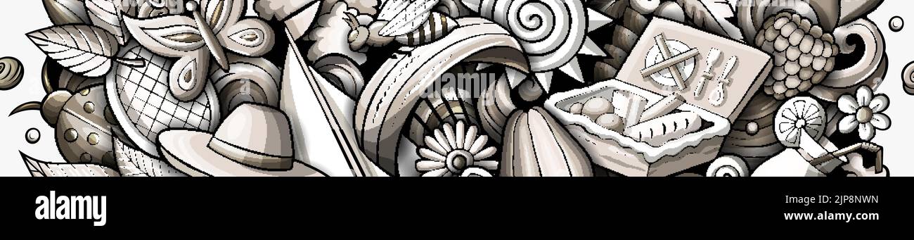 Summer hand drawn cartoon doodles banner design Stock Vector Image ...