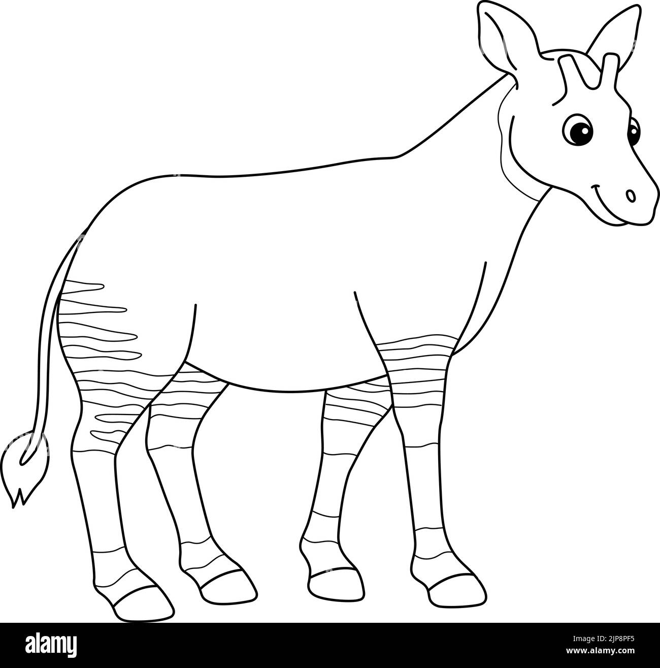 Okapi Animal Isolated Coloring Page for Kids Stock Vector Image & Art