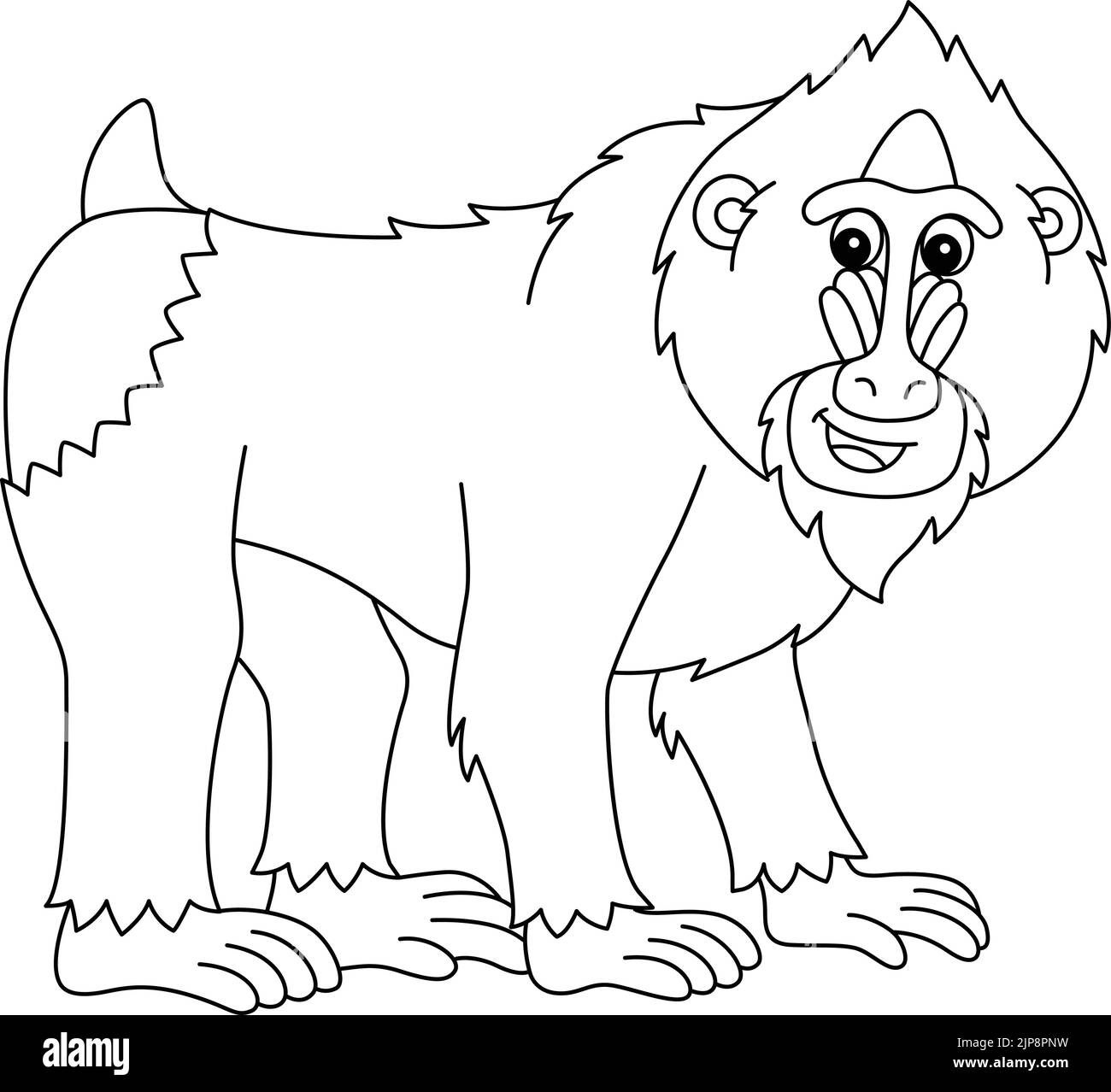 Mandrill Animal Isolated Coloring Page for Kids Stock Vector
