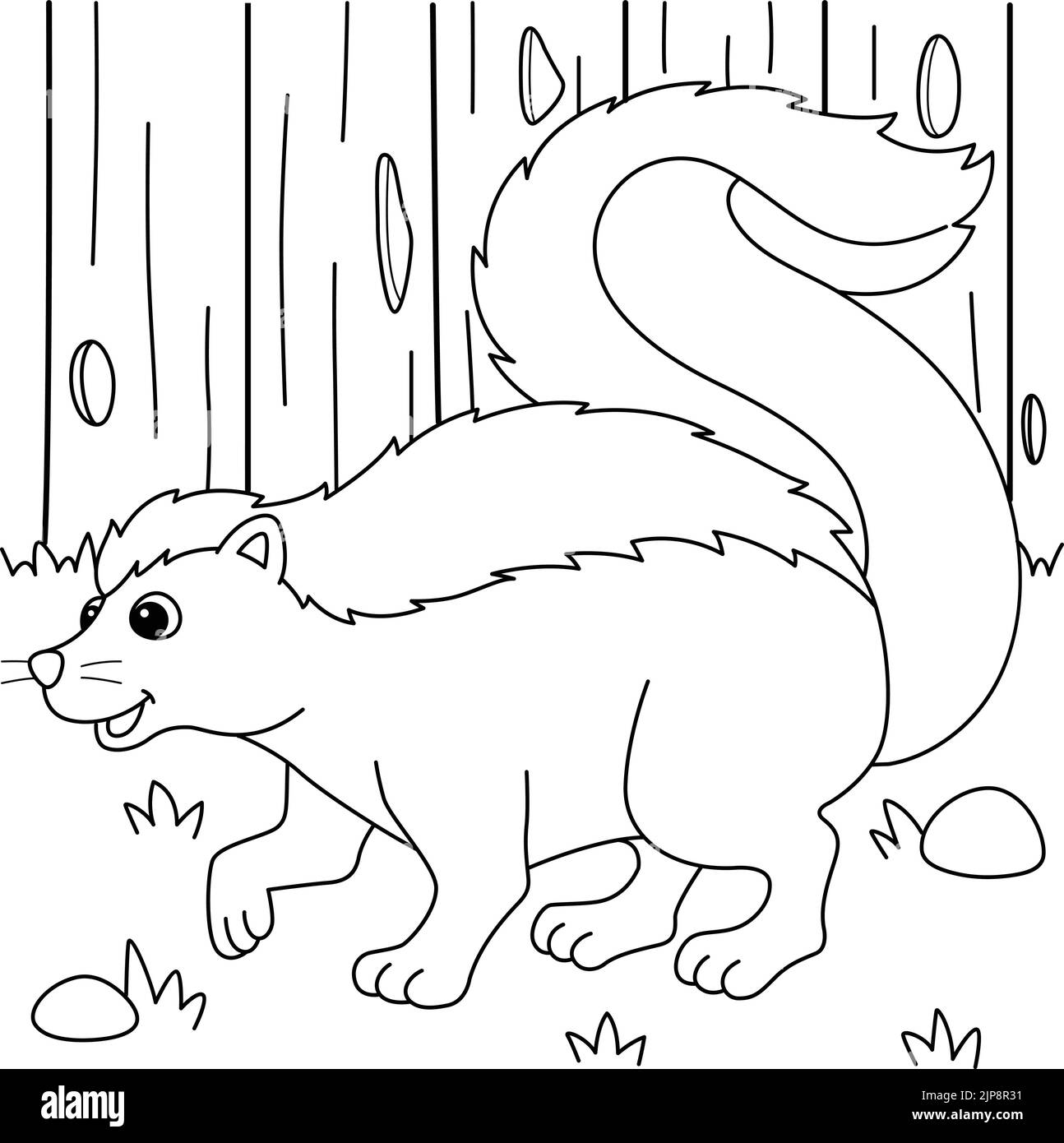 Skunk Animal Coloring Page for Kids Stock Vector