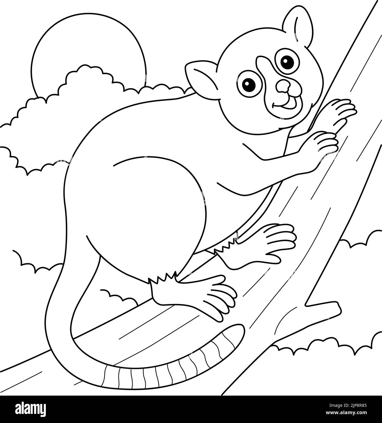 Mouse Lemur Animal Coloring Page for Kids Stock Vector Image & Art - Alamy