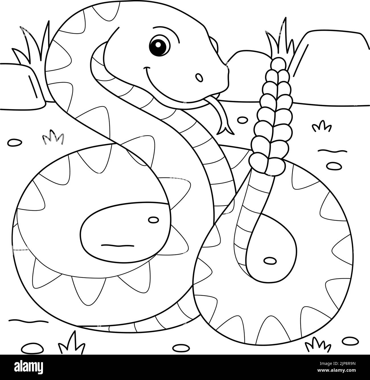 Rattlesnake Animal Coloring Page for Kids Stock Vector