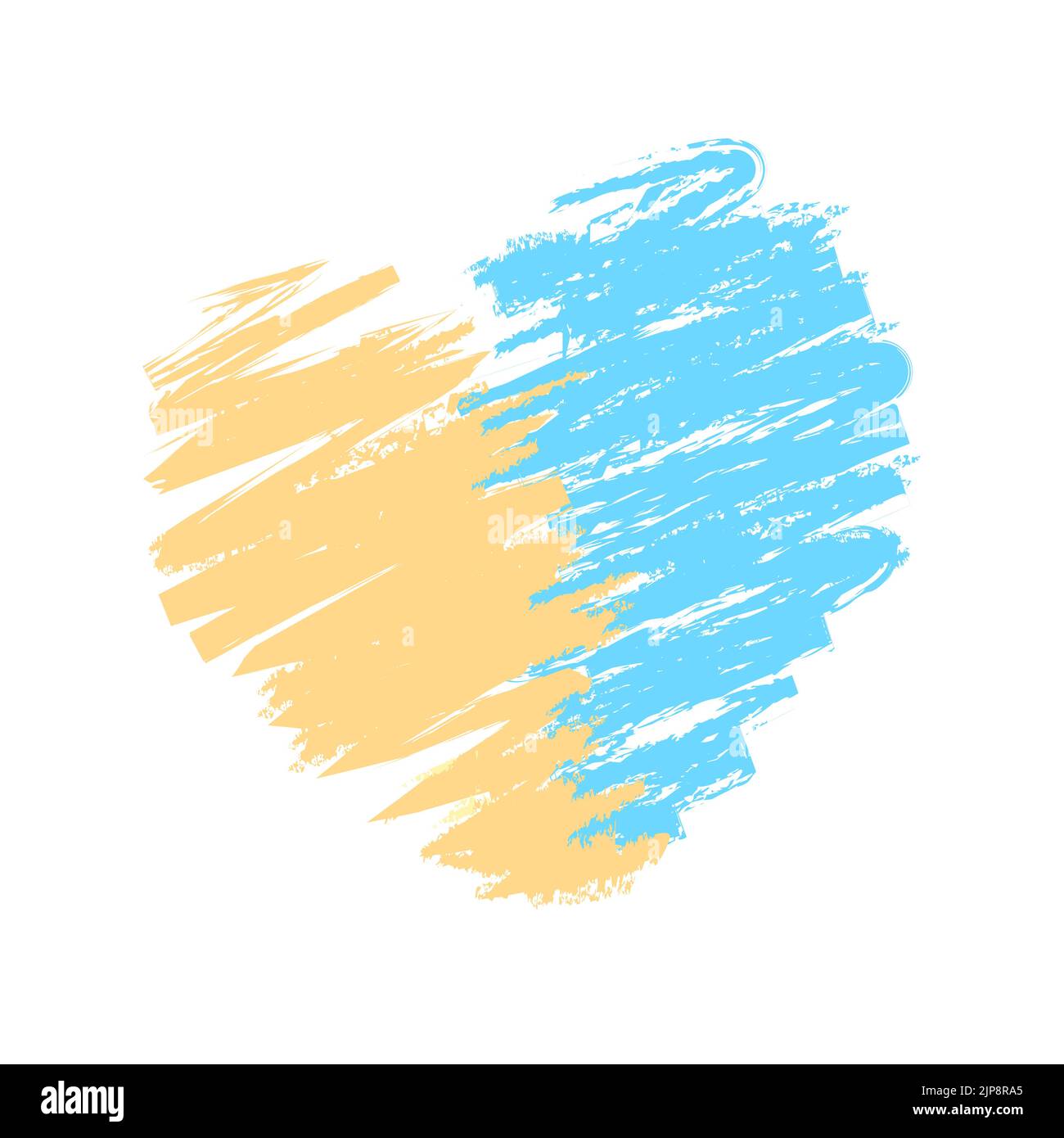 Heart painted with yellow and blue paint. Colors of the Ukrainian flag. The concept of protecting Ukraine from war. Stock Vector