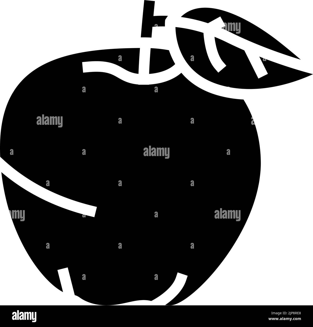 red apple fruit leaf glyph icon vector illustration Stock Vector Image ...