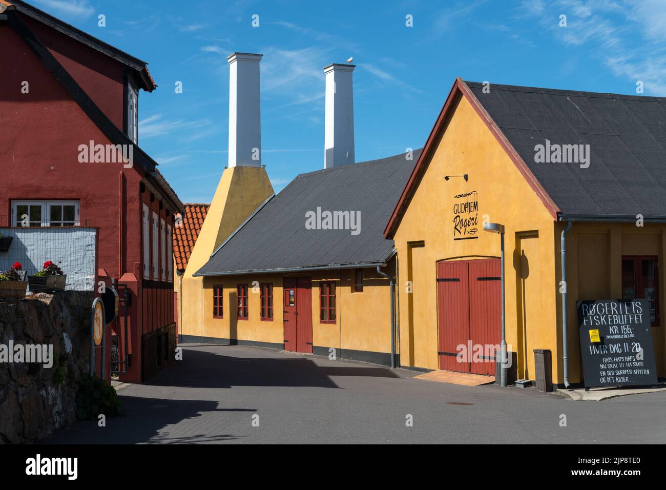 fish smokehouse, town Gudhjem, Bornholm, Denmark Stock Photo