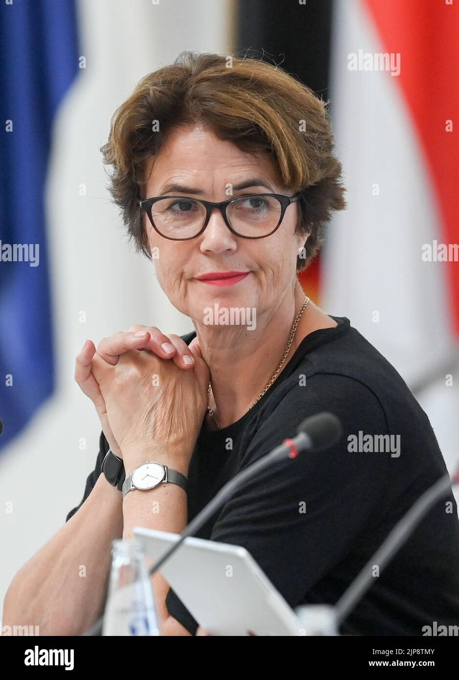 16 August 2022, Brandenburg, Potsdam: Friederike von Kirchbach, chairwoman of the RBB Broadcasting Council, at a special session in the Brandenburg state parliament in the case of the recalled Intendant Schlesinger. Photo: Jens Kalaene/dpa Stock Photo